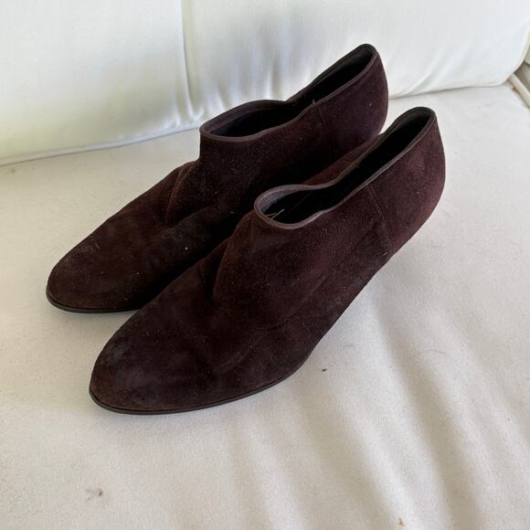 Stuart Weitzman Suede Booties 8.5 Dark Brown Boots Ankle Boots Heel 90s Y2K - Picture 2 of 6